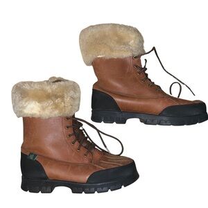 RALPH LAUREN WOMENS LEATHER DUCK BOOTS